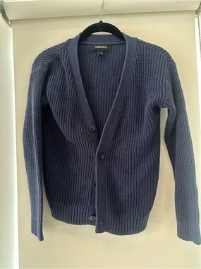 Nordstrom kids navy Blue Waffle-Knit Button Cardigan